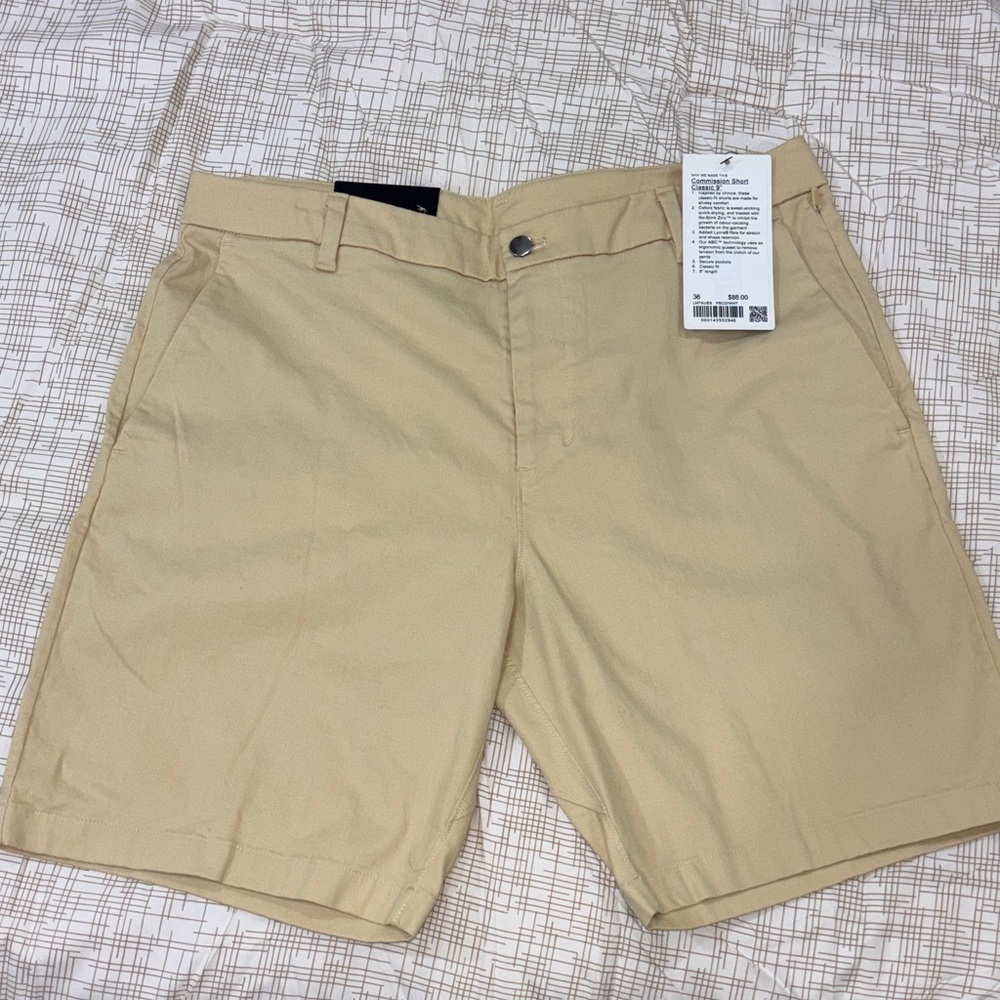 lululemon athletica Beige Flat Front Shorts